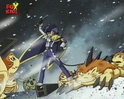 L'Empereur des Digimon et plusieurs Gizamon
